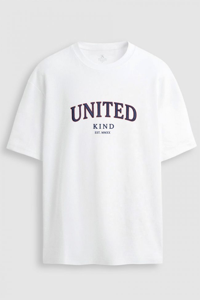 Oversized T-Shirt με Σχέδιο σε Λευκό Χρώμα, United Kind 2020