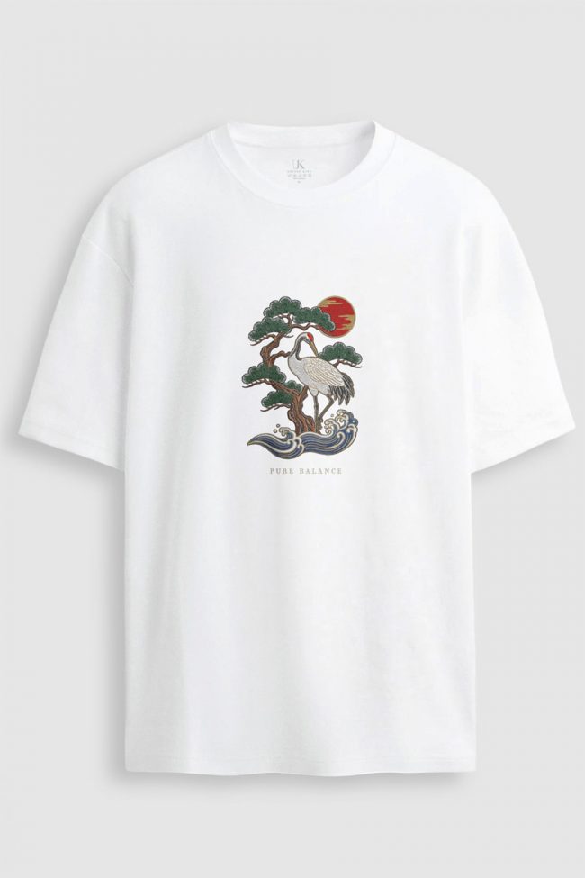 Oversized T-Shirt σε Λευκό Χρώμα με σχέδιο, Pure Balance