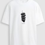 Oversized Ανδρικό T-Shirt σε Λευκό Χρώμα, Dark Strawberry