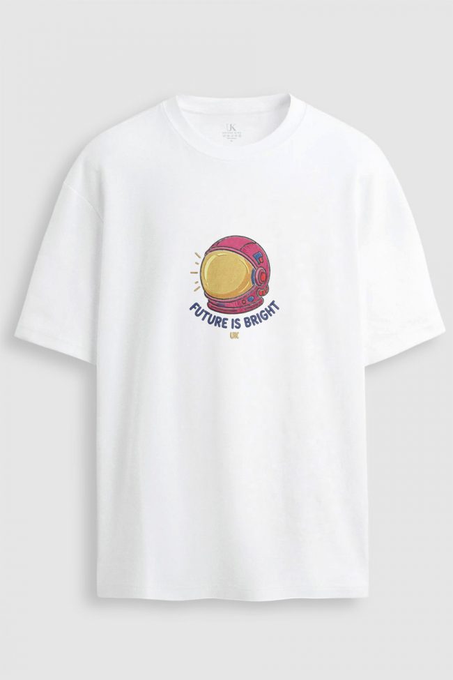 Oversized Ανδρικό T-Shirt σε Λευκό Χρώμα, Future Is Bright