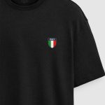 Oversized T-Shirt με Design Print σε Μαύρο Χρώμα, Italy Crest
