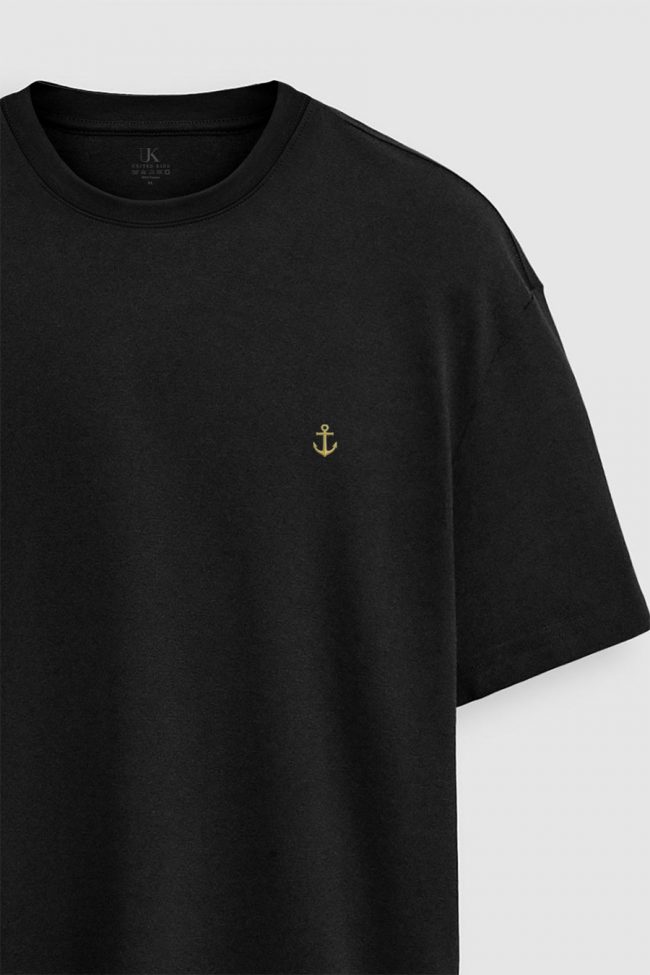 Oversized T-Shirt σε Μαύρο Χρώμα με σχέδιο, Yellow Anchor