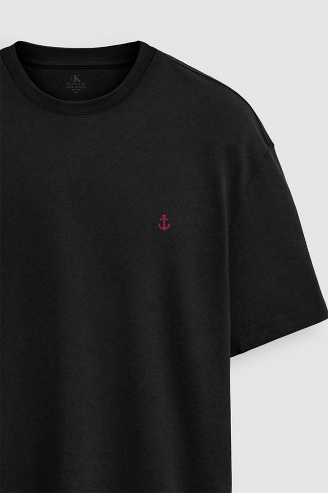 Oversized T-Shirt σε Μαύρο Χρώμα με σχέδιο, Anchor Logo