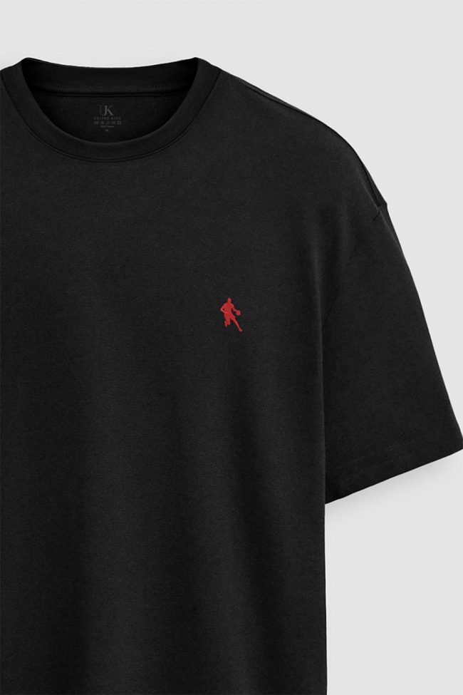 Oversized T-Shirt σε Μαύρο Χρώμα, Red Basketball Player