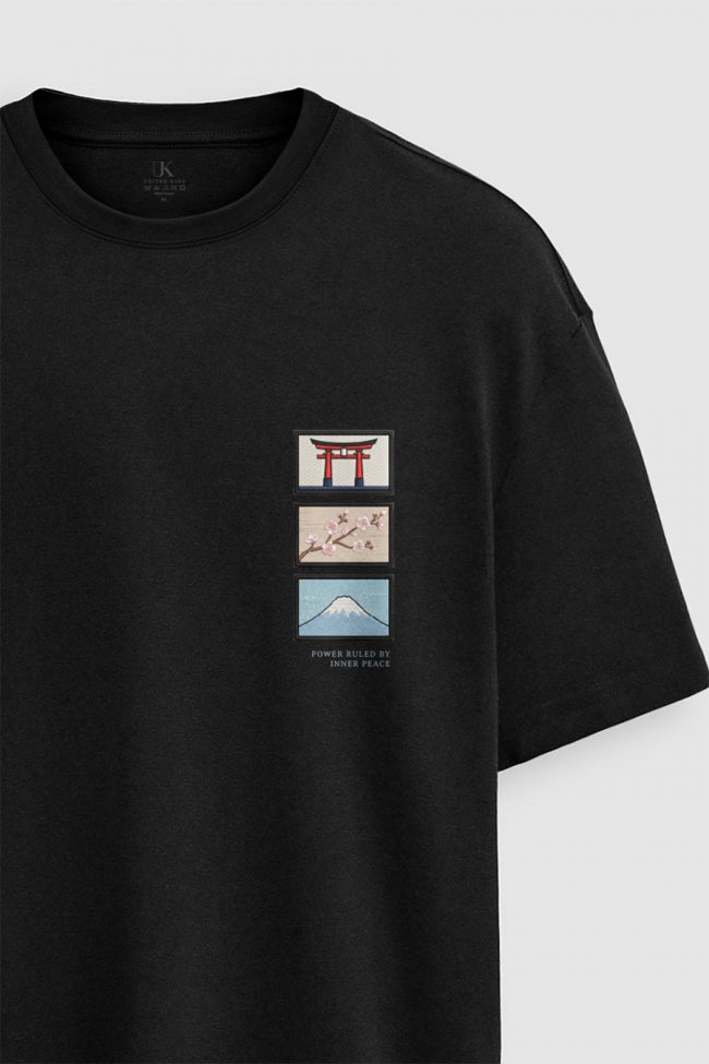 Oversized Ανδρικό T-Shirt σε Μαύρο Χρώμα, Zen Balance
