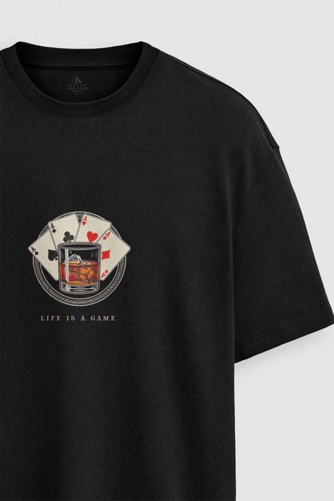 Whiskey Game, T-Shirt Μπλούζα με Σχέδιο σε Μαύρο Χρώμα
