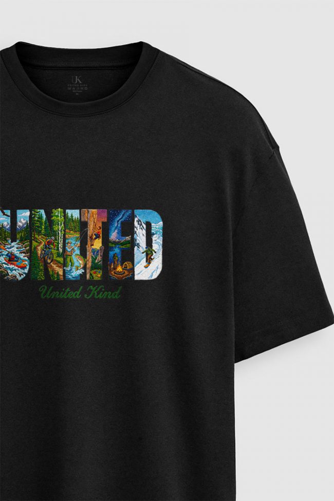 Oversized T-Shirt σε Μαύρο Χρώμα με σχέδιο, United Nature