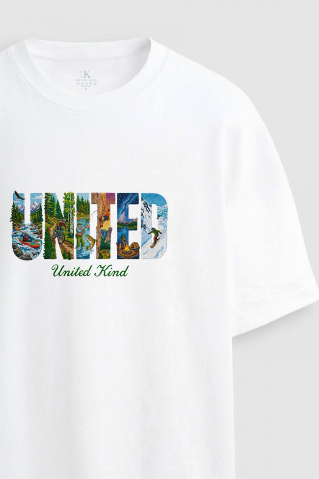 Oversized T-Shirt σε Λευκό Χρώμα με σχέδιο, United Nature