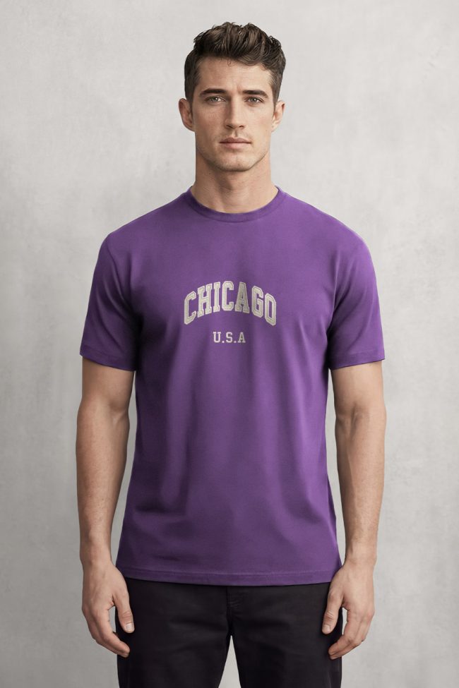 Chicago State, T-Shirt Μπλούζα με Σχέδιο σε Μωβ Χρώμα