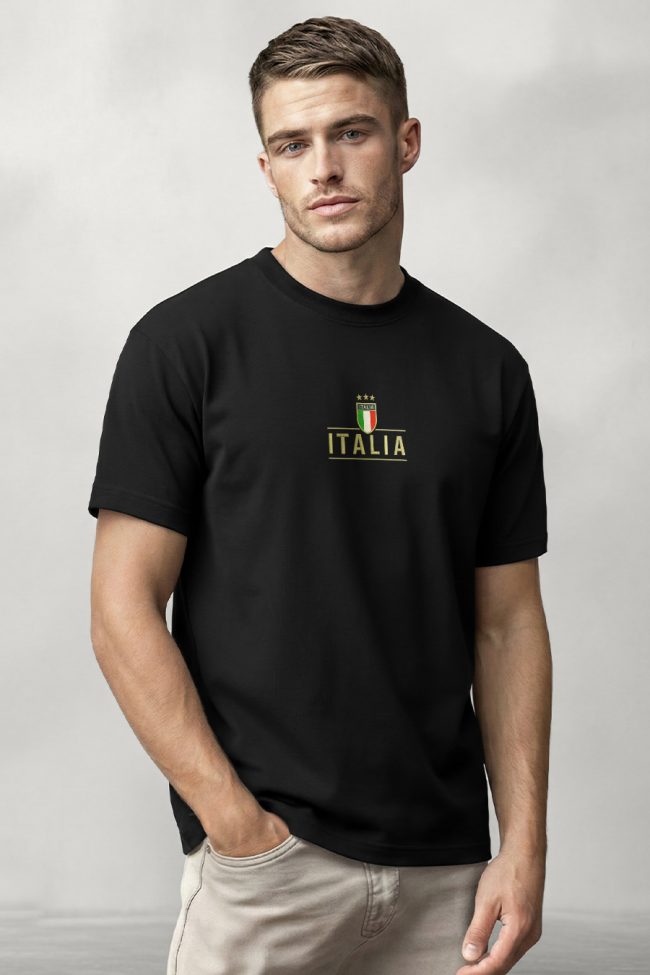 Italia Gold Stars, Μπλούζα T-Shirt σε Μαύρο Χρώμα