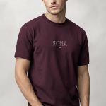 Roma, Heavy Cotton T-Shirt σε Μπορντώ Χρώμα