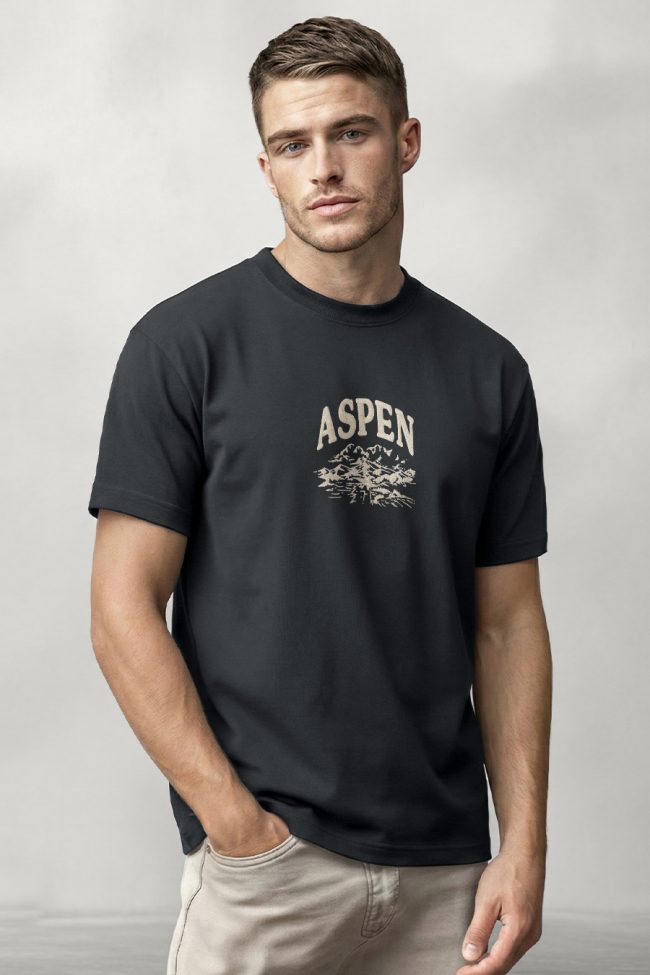 Aspen, T-Shirt Μπλούζα με Σχέδιο σε Iron Grey Χρώμα