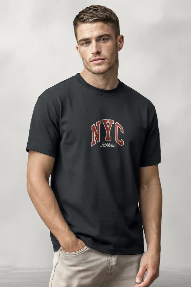 New York Athletic, T-Shirt Μπλούζα με Σχέδιο σε Iron Grey Χρώμα