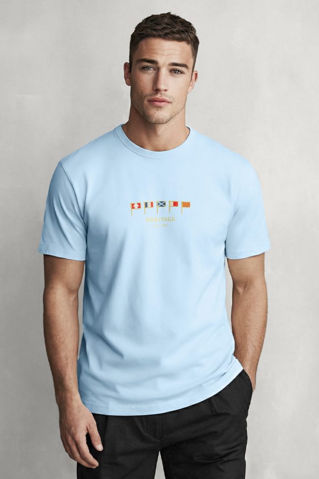 Heritage, Casual Μπλούζα T-Shirt σε Γαλάζιο Χρώμα