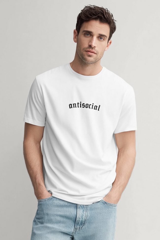 Antisocial Vibe, Heavy Cotton T-Shirt σε Λευκό Χρώμα