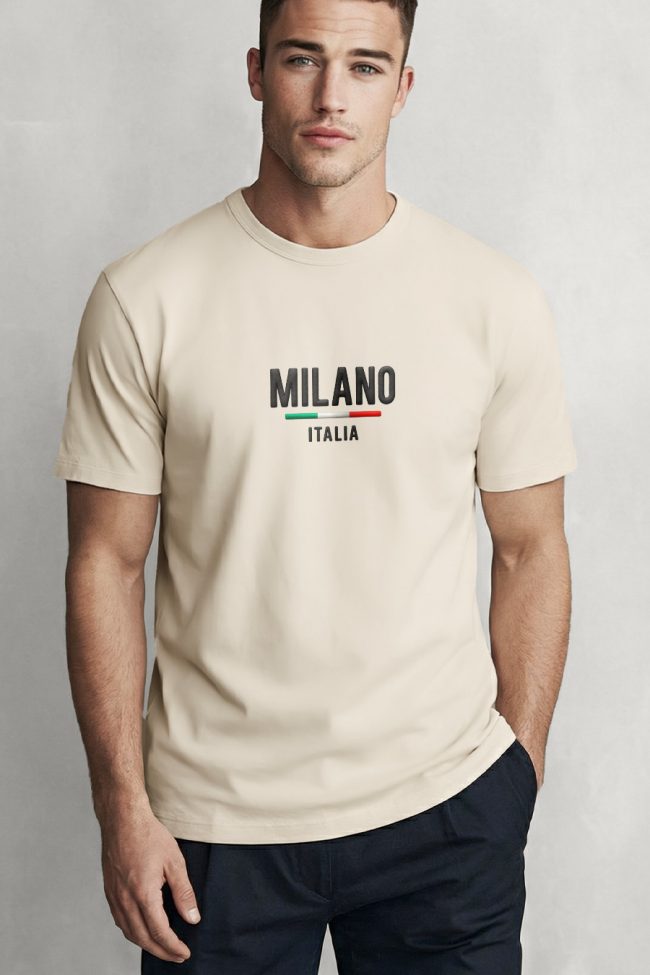Milano Stripe Bold, T-Shirt Μπλούζα με Σχέδιο σε Εκρού Χρώμα