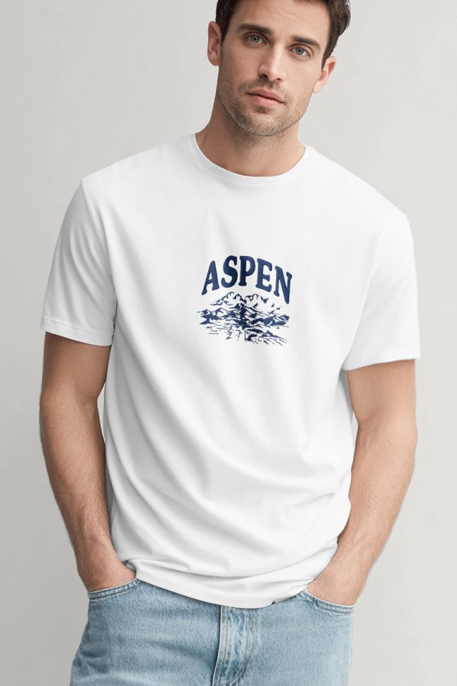 Aspen, T-Shirt Μπλούζα με Σχέδιο σε Λευκό Χρώμα