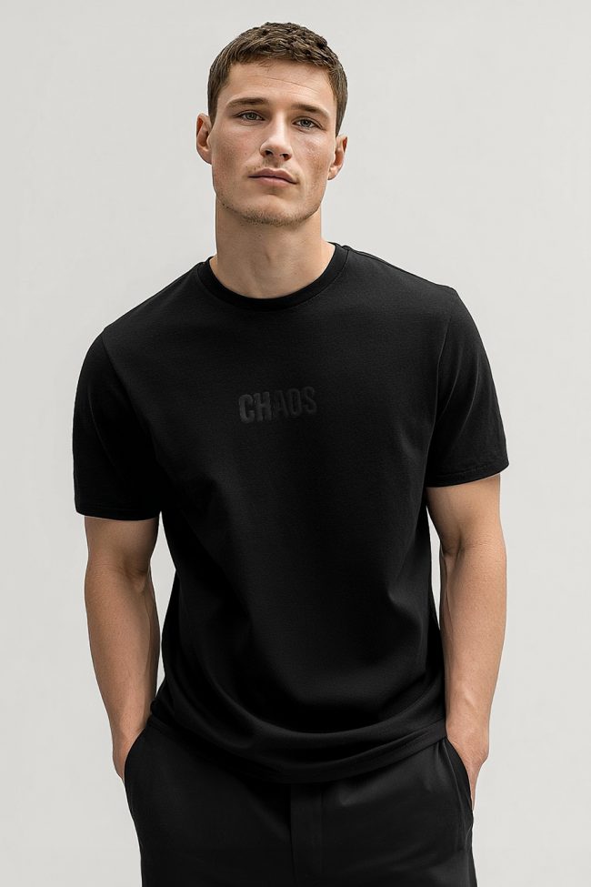 Chaos Blackout, Heavy Cotton T-Shirt σε Μαύρο Χρώμα
