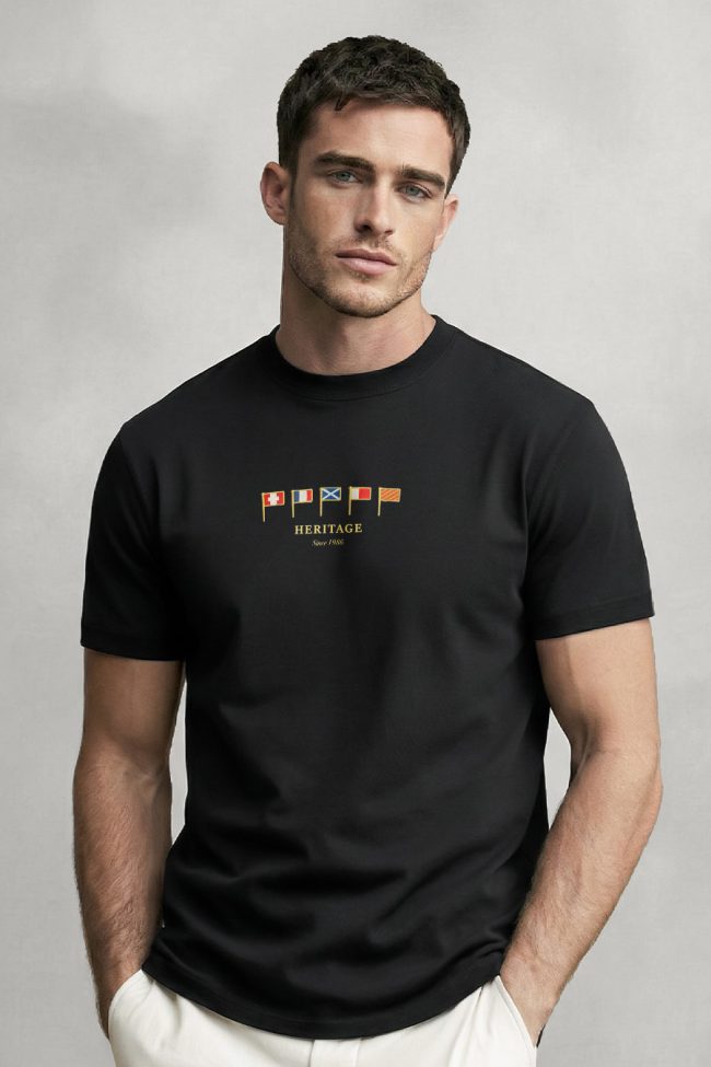 Heritage, Casual Μπλούζα T-Shirt σε Μαύρο Χρώμα
