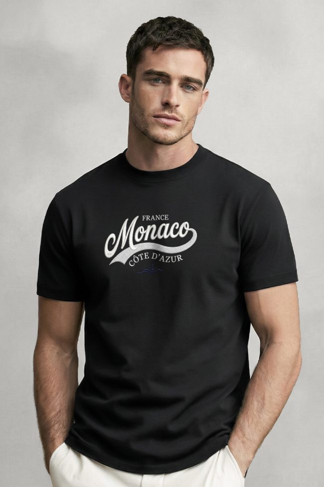 Monaco France, T-Shirt Μπλούζα με Σχέδιο σε Μαύρο Χρώμα