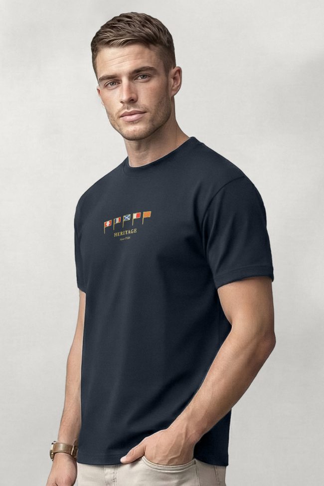 Heritage, Casual Μπλούζα T-Shirt σε Μπλε Χρώμα