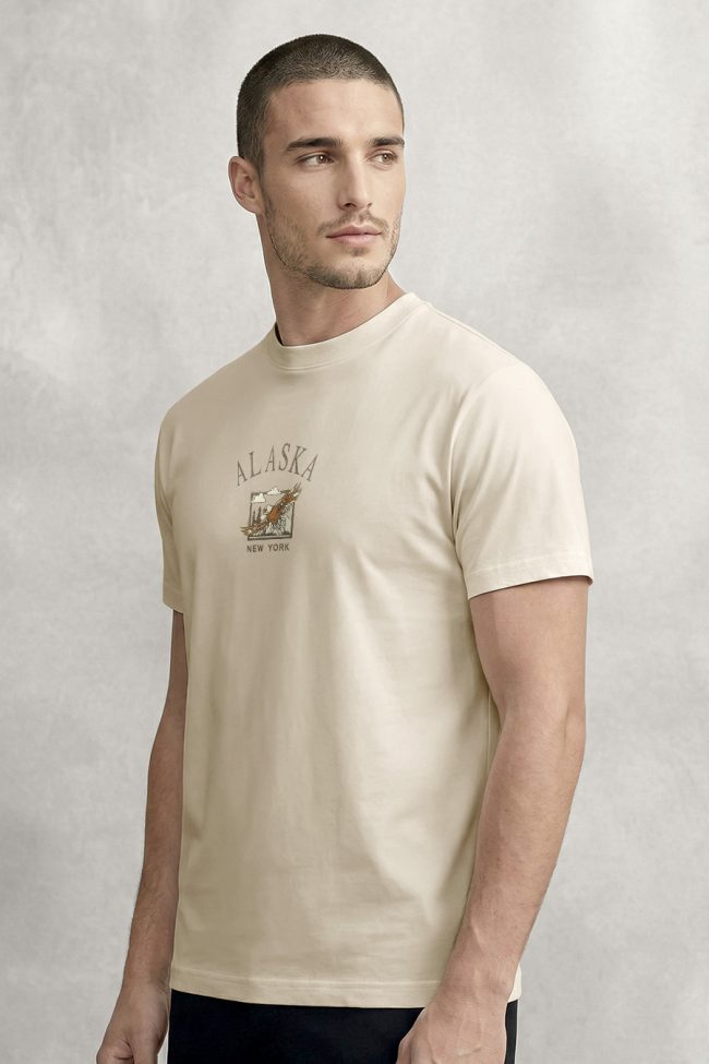 Alaska Eagle, T-Shirt Μπλούζα με Σχέδιο σε Εκρού Χρώμα