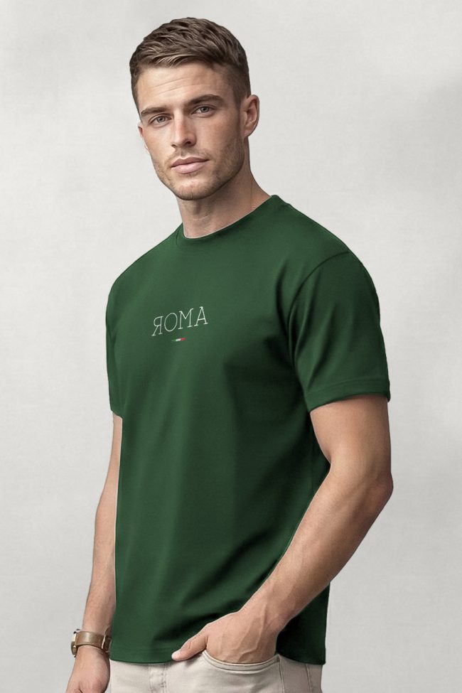 Roma, Heavy Cotton T-Shirt σε Πράσινο Χρώμα