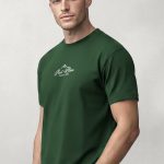 Mont Blanc Peak, T-Shirt Μπλούζα με Σχέδιο σε Πράσινο Χρώμα