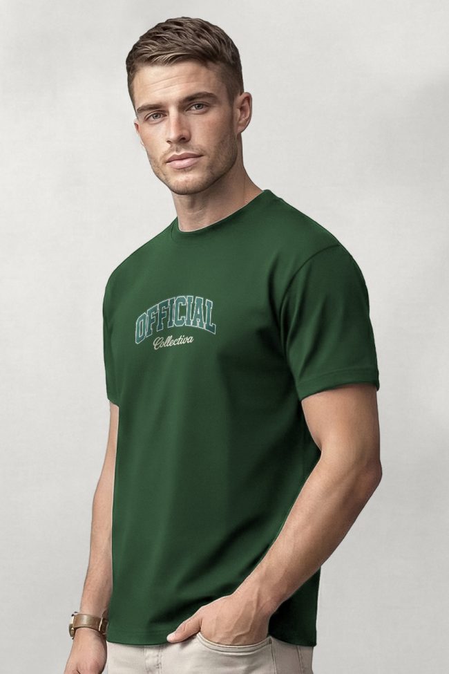 Official Collectiva, T-Shirt Μπλούζα με Σχέδιο σε Πράσινο Χρώμα