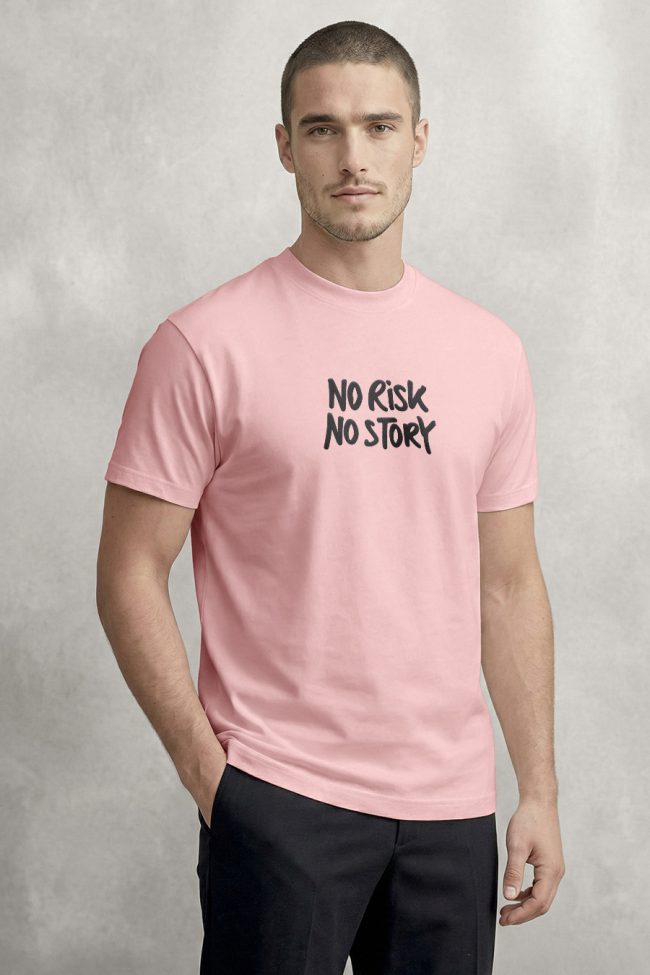 No Risk No Story Bold, Heavy Cotton T-Shirt σε Ροζ Χρώμα