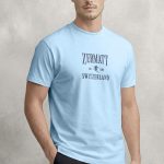 Zermatt Switzerland, T-Shirt Μπλούζα με Σχέδιο σε Γαλάζιο Χρώμα