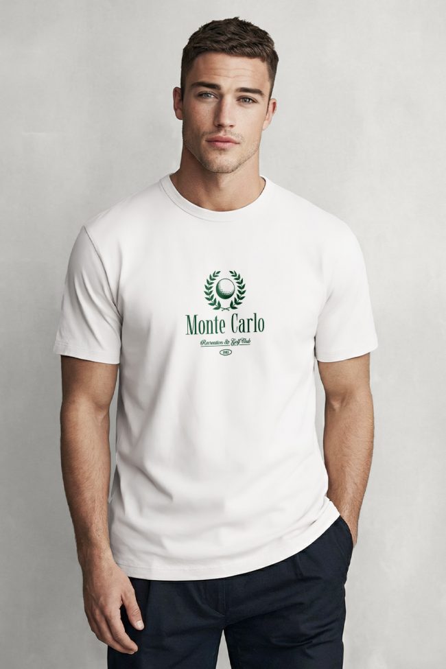 Monte Carlo Legacy, T-Shirt Μπλούζα με Σχέδιο σε Λευκό Χρώμα