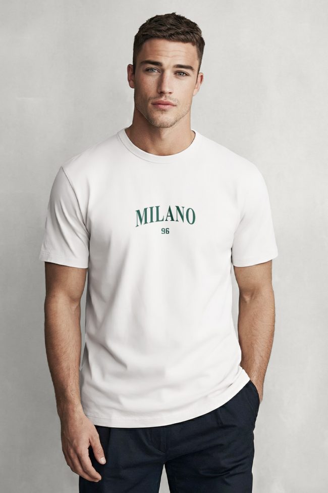 Milano 96, T-Shirt Μπλούζα με Σχέδιο σε Λευκό Χρώμα