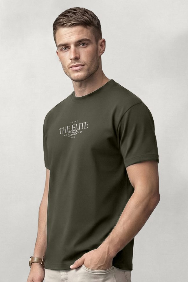 Elite Club, Μπλούζα T-Shirt σε Χακί Χρώμα