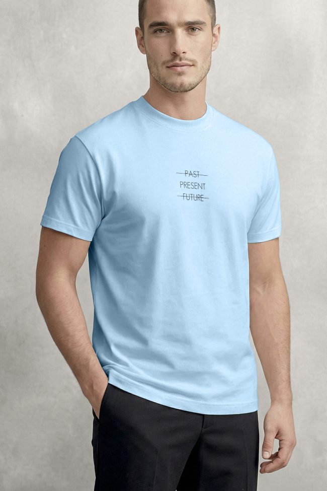 Present, Heavy Cotton T-Shirt σε Γαλάζιο Χρώμα