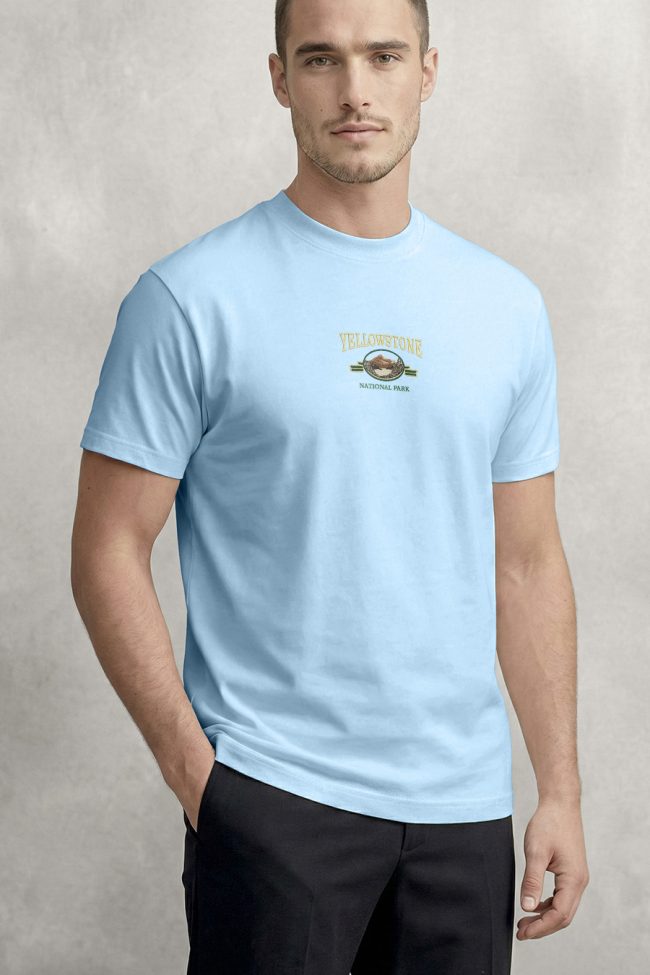 Yellowstone Park, T-Shirt Μπλούζα με Σχέδιο σε Γαλάζιο Χρώμα