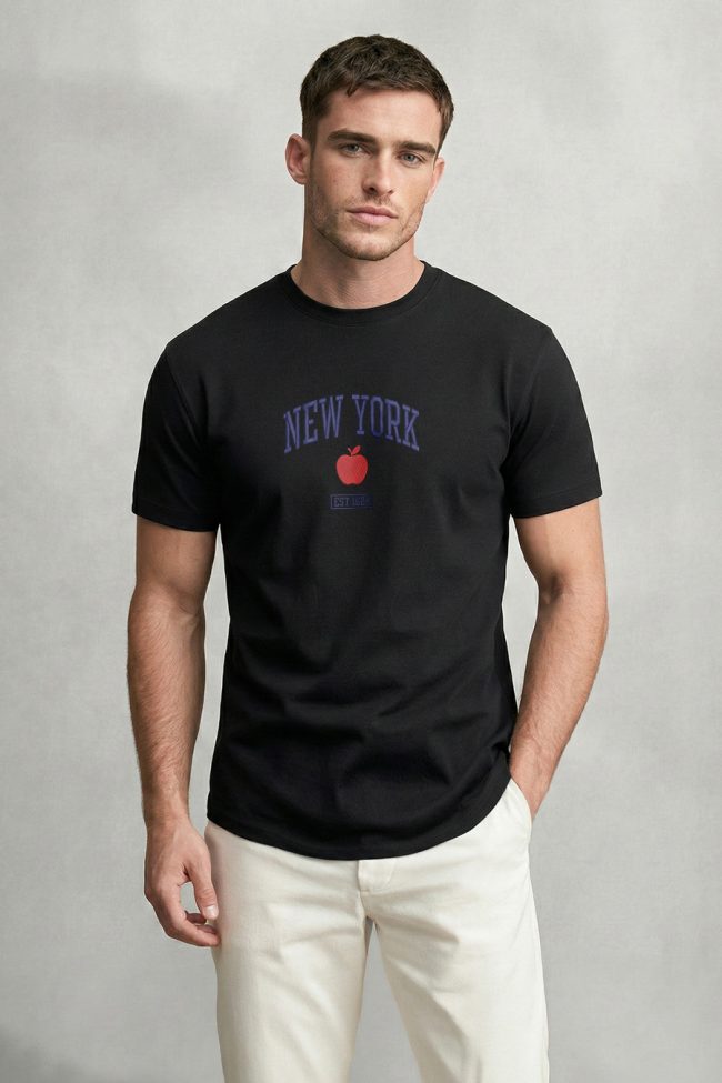 NY Apple, Ανδρική Μπλούζα T-Shirt σε Μαύρο Χρώμα