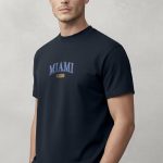 Miami Florida, T-Shirt Μπλούζα με Σχέδιο σε Μπλε Χρώμα