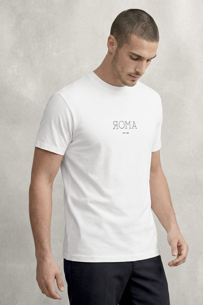 Roma, Heavy Cotton T-Shirt σε Λευκό Χρώμα