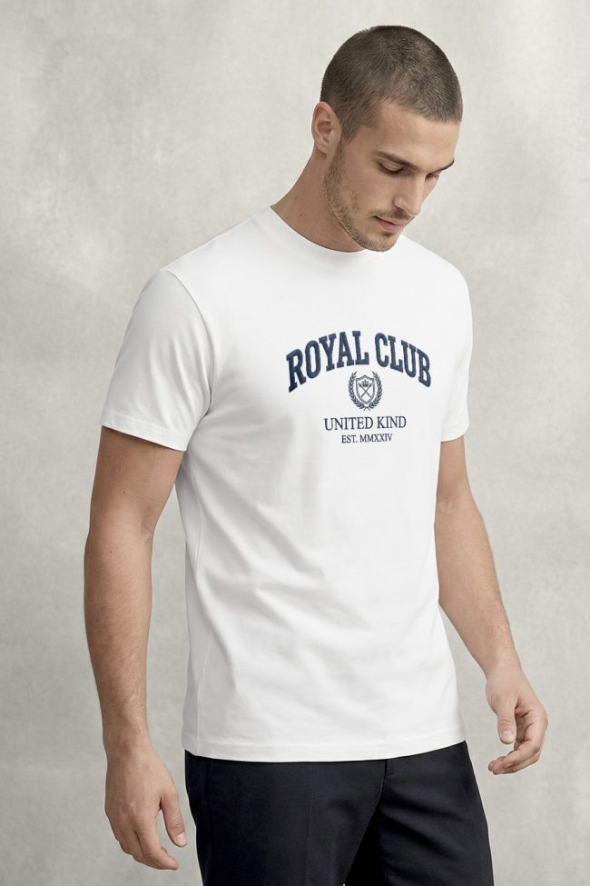 Royal Club Blue, Heavy Cotton T-Shirt σε Λευκό Χρώμα