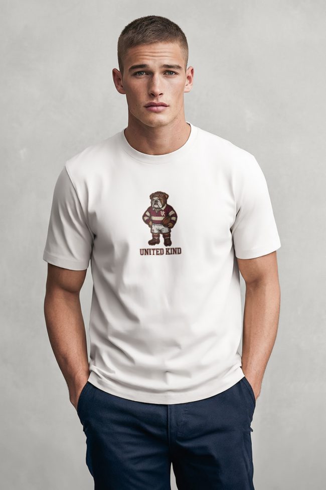 United Kind Bulldog, Casual Μπλούζα T-Shirt σε Λευκό Χρώμα