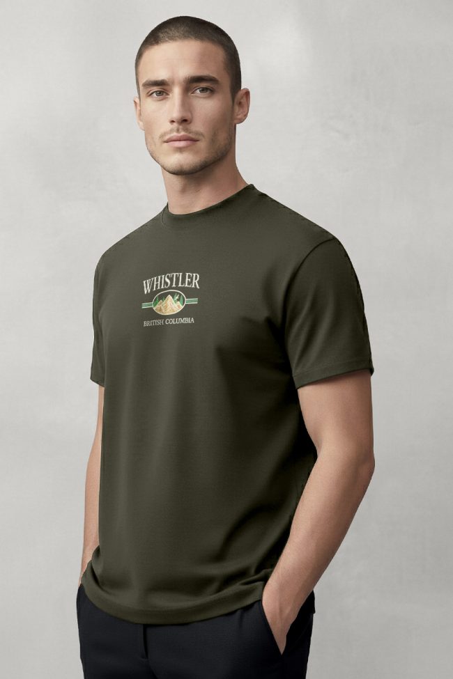 Whistler British Columbia, T-Shirt Μπλούζα με Σχέδιο σε Χακί Χρώμα