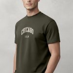 Chicago State, T-Shirt Μπλούζα με Σχέδιο σε Χακί Χρώμα