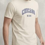 Chicago Navy, T-Shirt Μπλούζα με Σχέδιο σε Εκρού Χρώμα