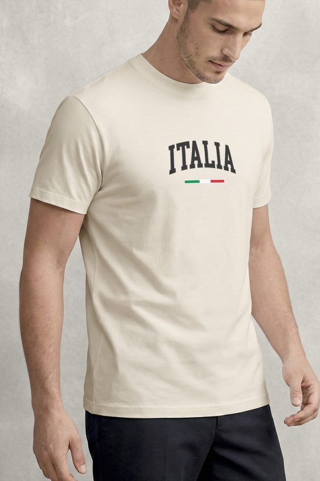 Italia Classic, Μπλούζα T-Shirt σε Εκρού Χρώμα