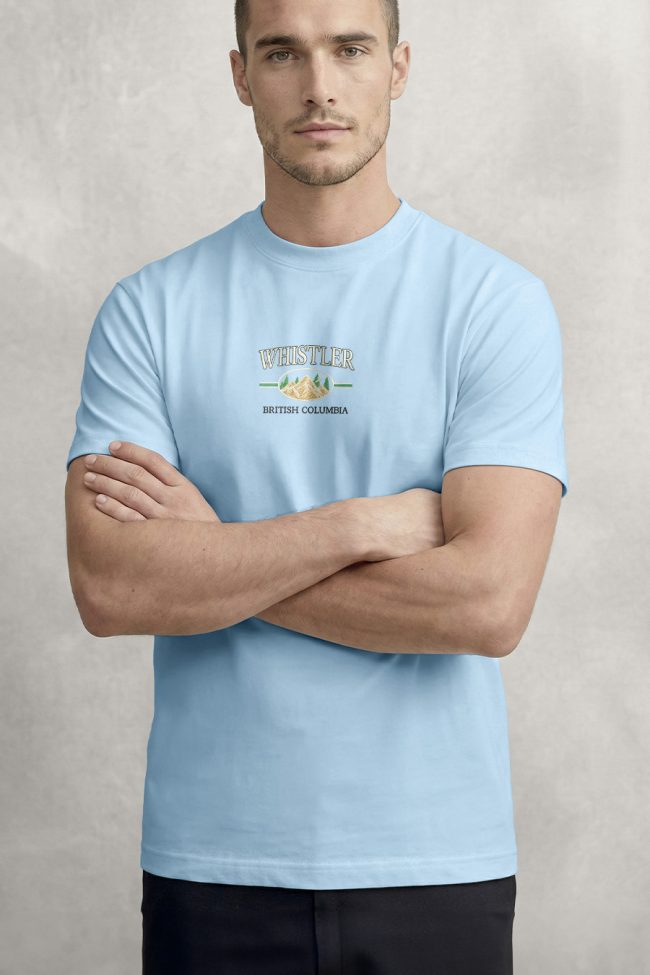 Whistler British Columbia, T-Shirt Μπλούζα με Σχέδιο σε Γαλάζιο Χρώμα