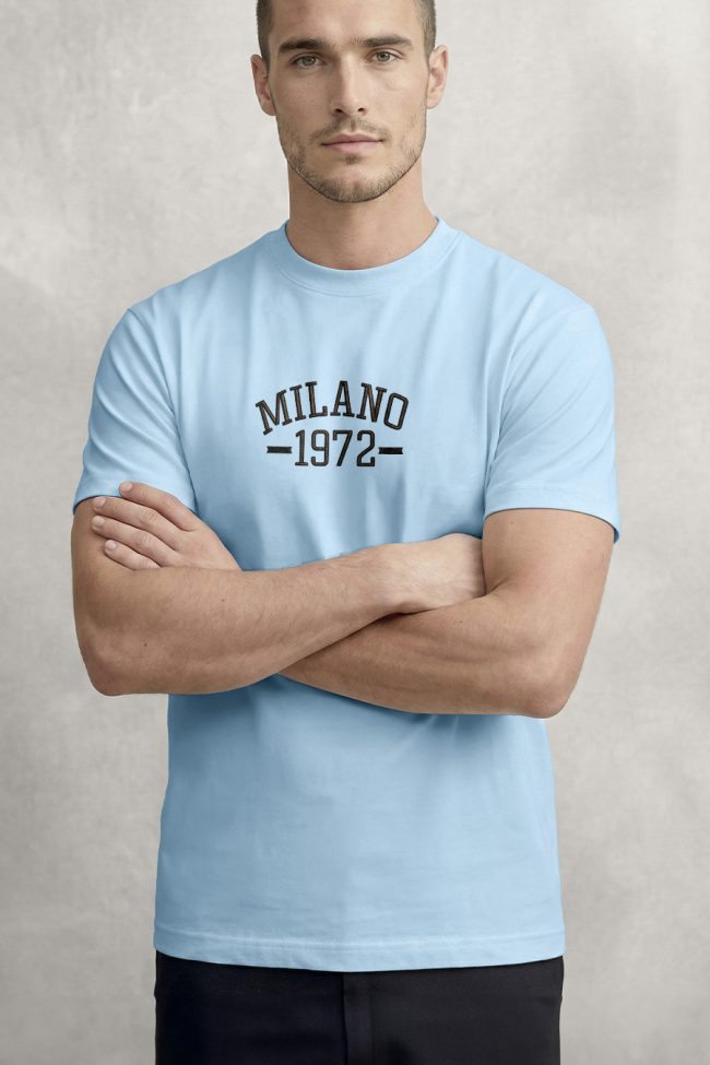 Milano Vintage, T-Shirt Μπλούζα με Σχέδιο σε Γαλάζιο Χρώμα