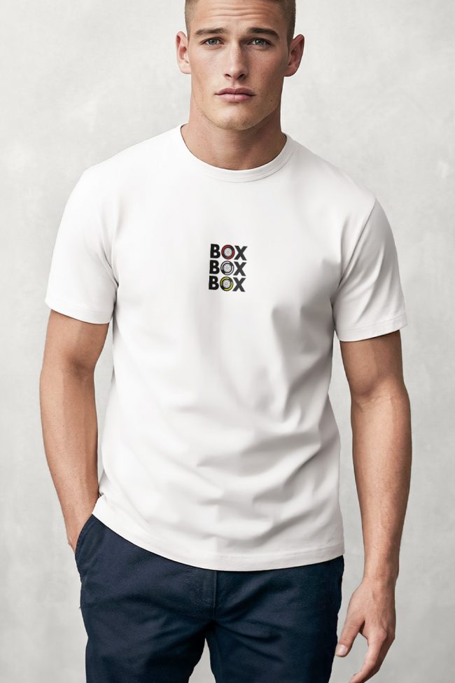 Box Box Box, Heavy Cotton T-Shirt σε Λευκό Χρώμα
