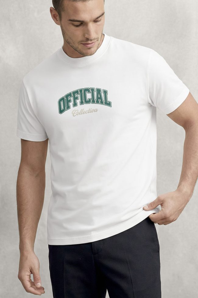 Official Collectiva, T-Shirt Μπλούζα με Σχέδιο σε Λευκό Χρώμα