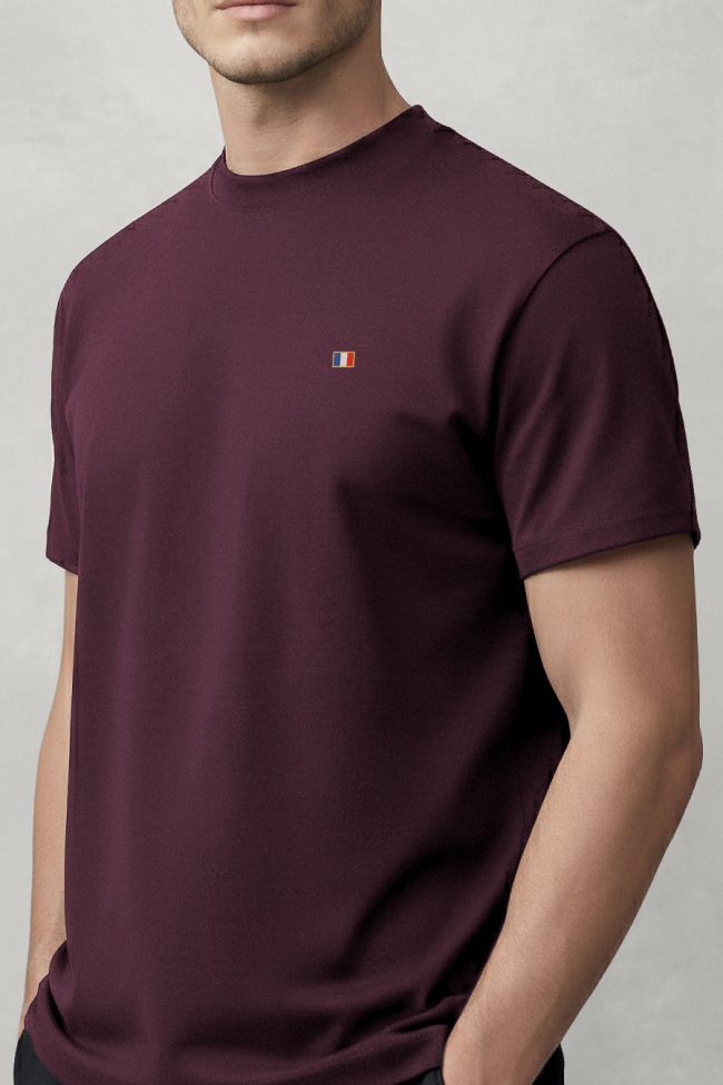 French Flag Mini, Ανδρική Μπλούζα T-Shirt σε Μπορντώ Χρώμα